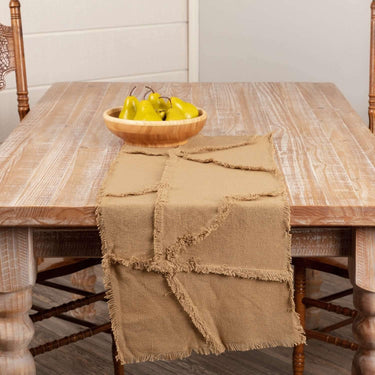 Burlap Natural Reverse Seam Patch Runner 13x36 VHC Brands - The Fox Decor